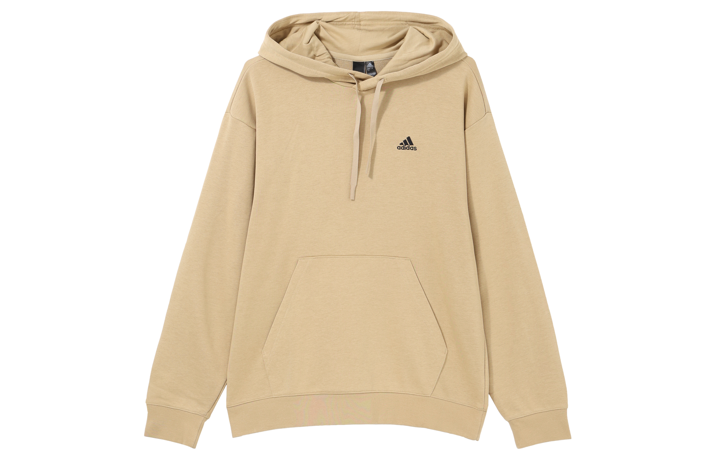 adidas Logo Print Hoodie Beige Unisex Long-Sleeve Pullover Sweatshirt IV7592