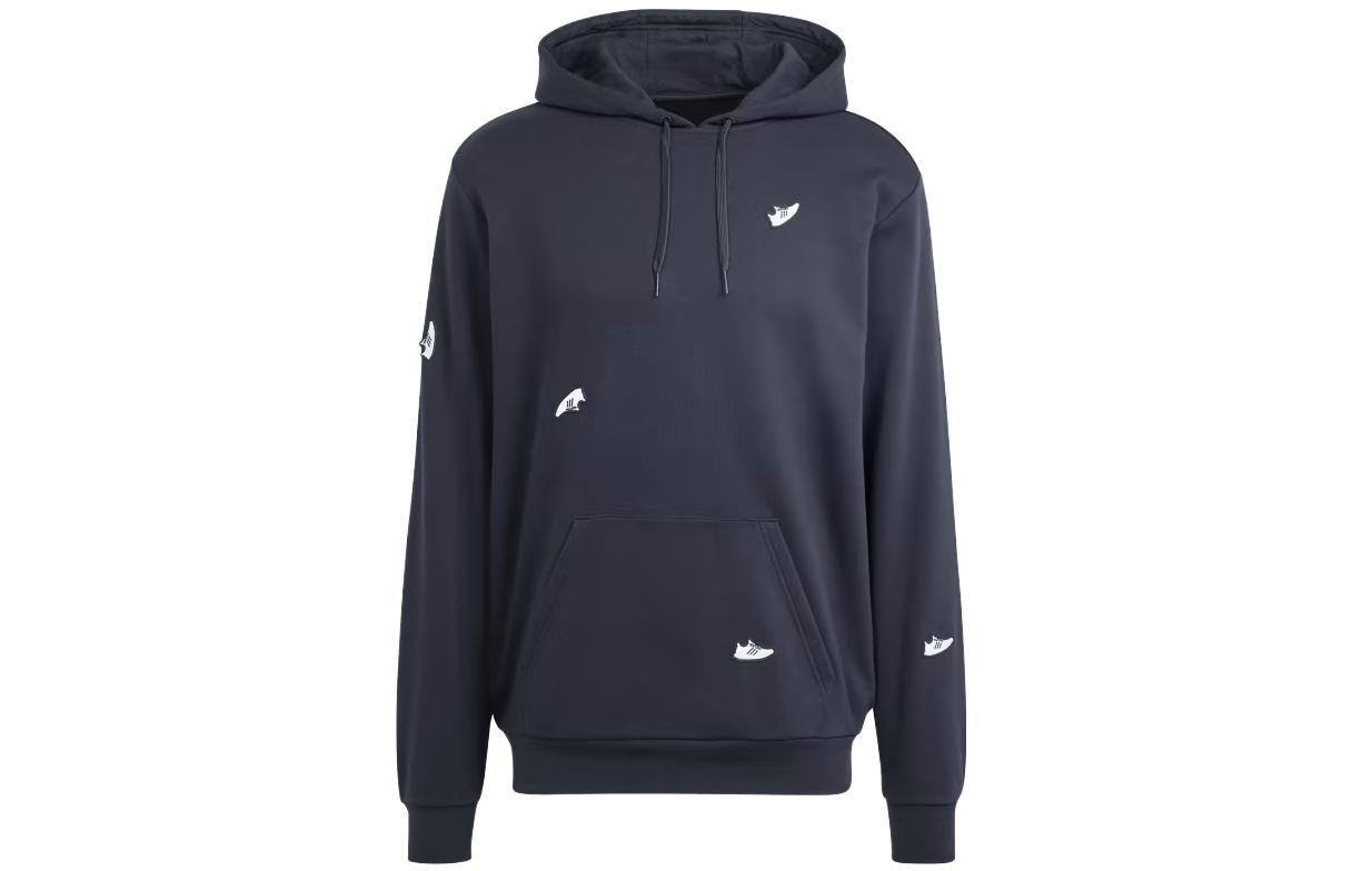 adidas Logo Print Hoodie Black Pullover Long Sleeve HY1325