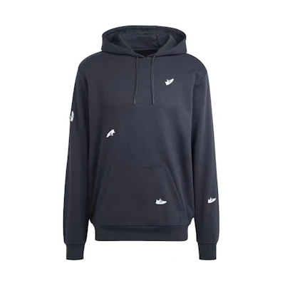 adidas Logo Print Hoodie Black Pullover Long Sleeve HY1325