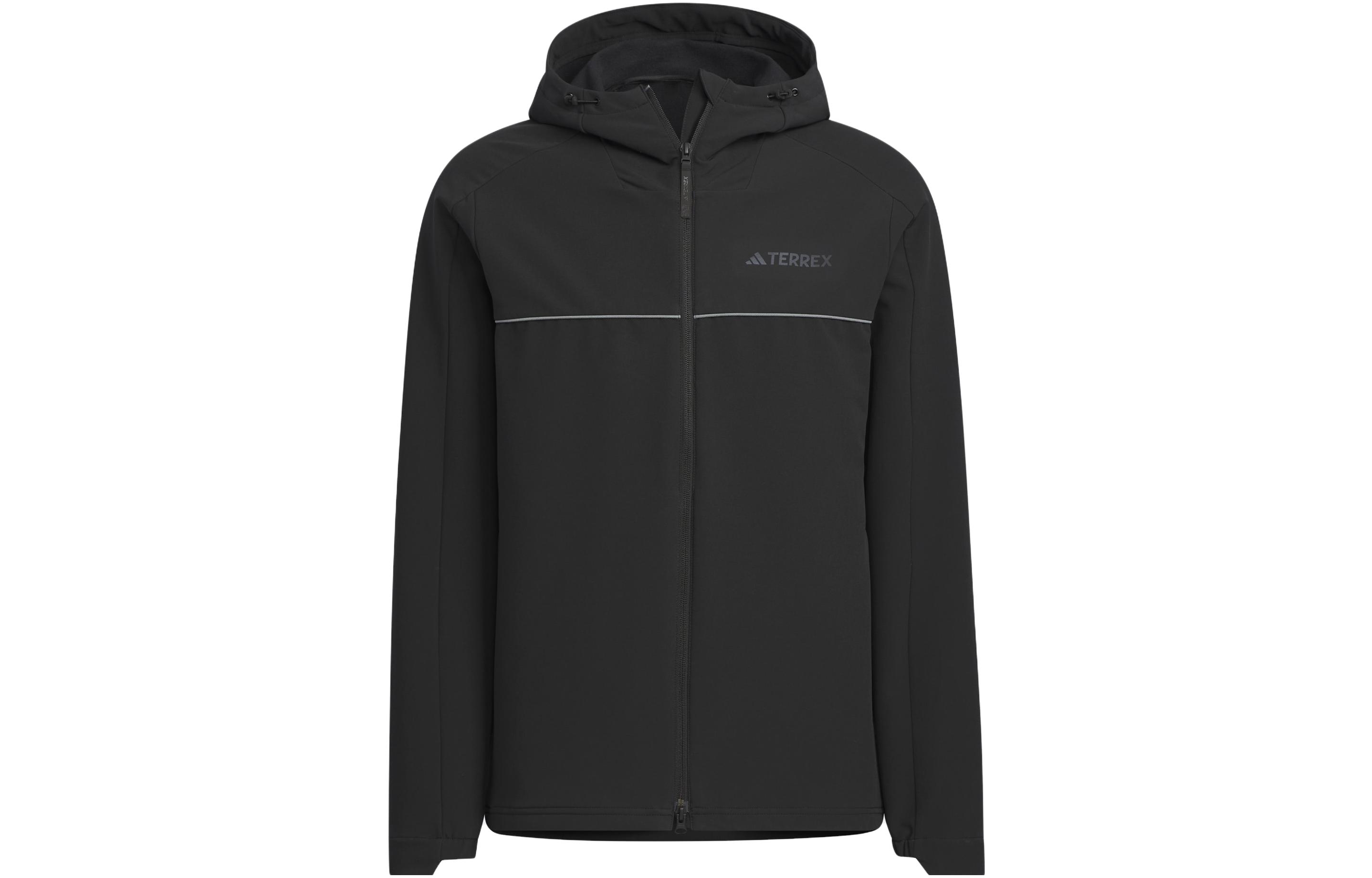 adidas Logo Print Hoodie Jacket - Black IC7999