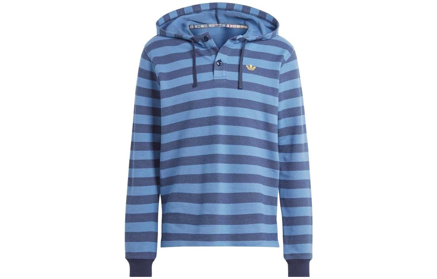 adidas Logo Print Hoodie Japanese Edition Blue Long Sleeve Pullover IR7593-JAPAN
