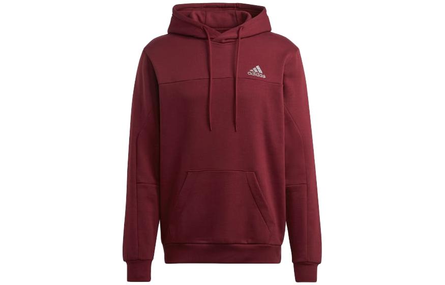 adidas Logo Print Hoodie with Kangaroo Pocket Red () HU1523