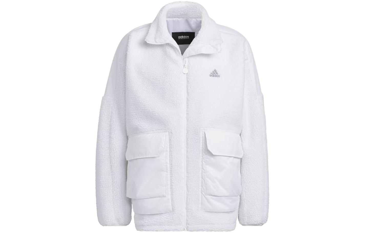 adidas Logo Print Pocket Long-Sleeve Jacket Unisex - White IK7343
