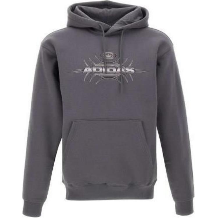 adidas Logo Print Pullover Hoodie Gray IL2476