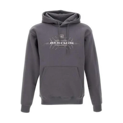 adidas Logo Print Pullover Hoodie Gray IL2476