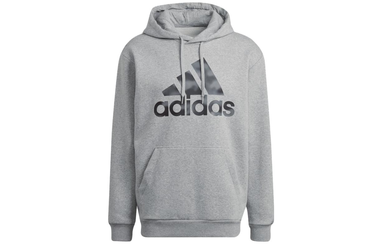 adidas Logo Print Pullover Hoodie in Grey HL6927
