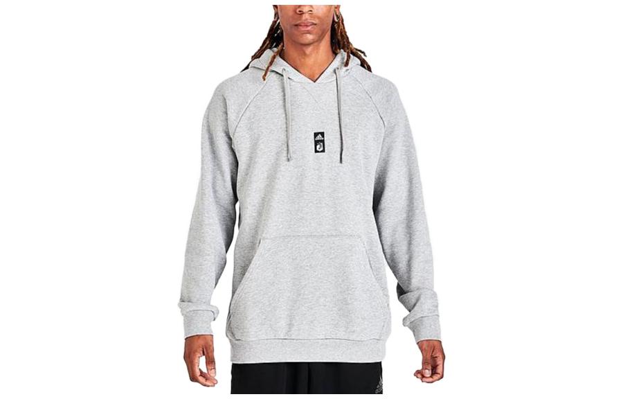 adidas Logo Print Pullover Hoodie Light Gray HI0107