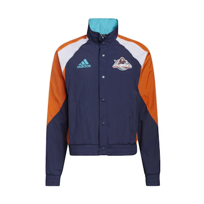 adidas Logo Print Single-Breasted Jacket Navy Blue HP1743