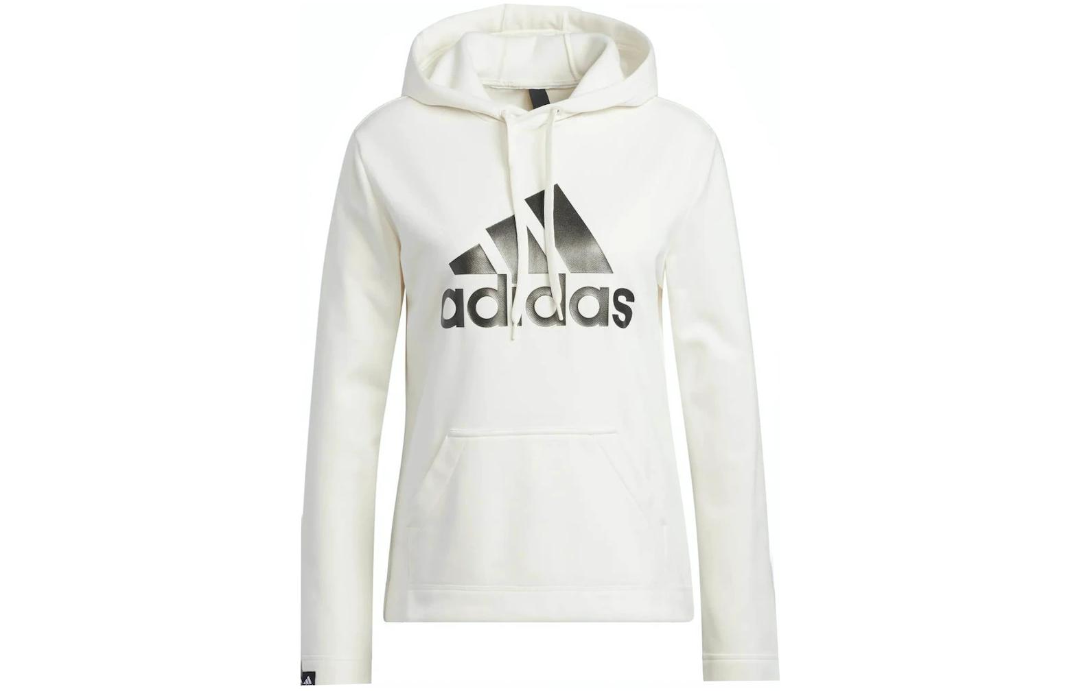 adidas Logo Print Slim Fit Hoodie White H14433
