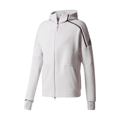 adidas Logo Print Solid Color Hoodie Jacket Light Grey BQ0074