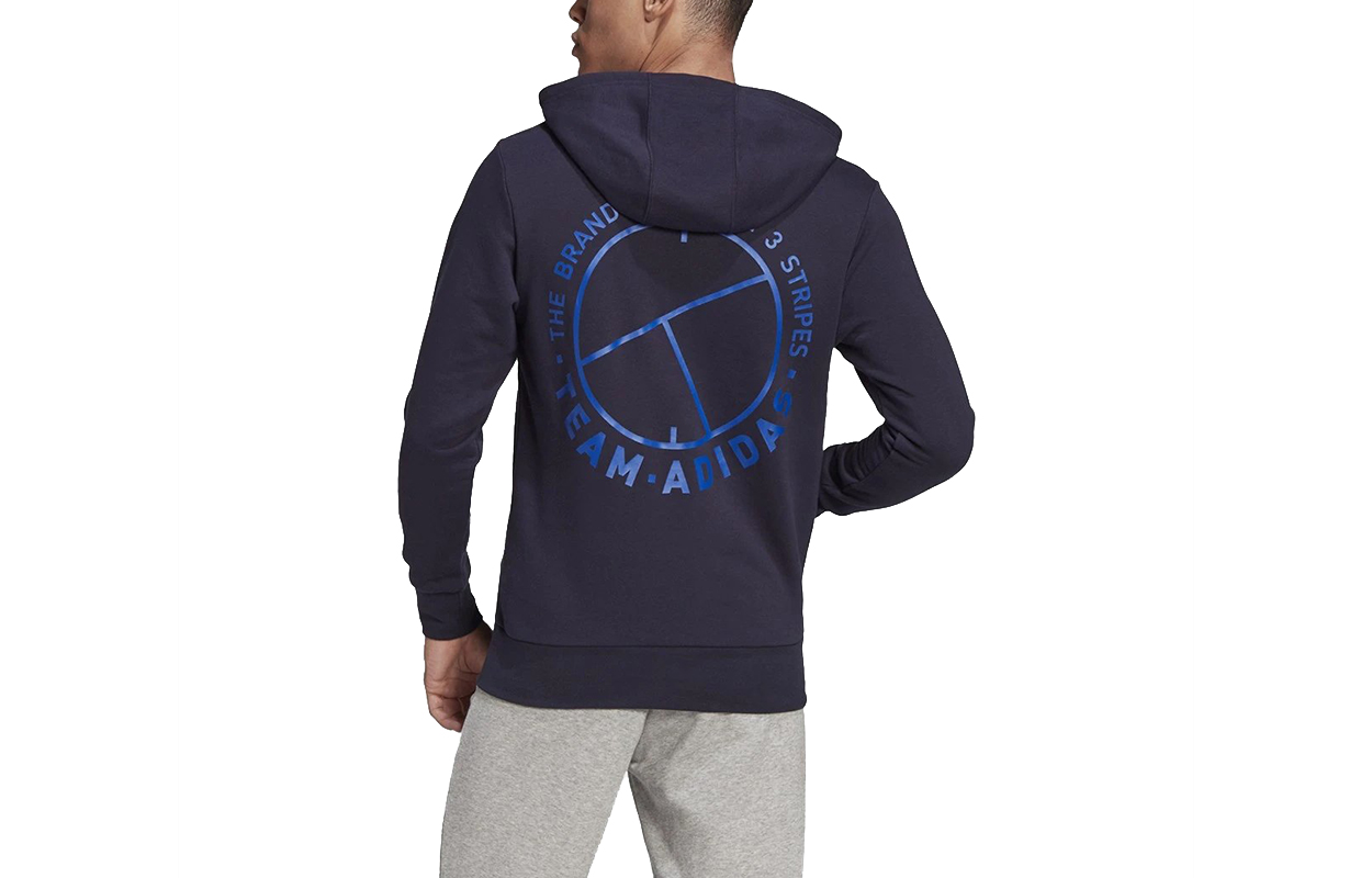 adidas Logo Print Sports Tennis Hoodie Navy Blue - FU0071