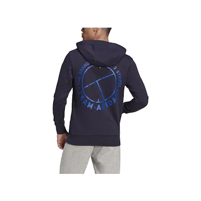 adidas Logo Print Sports Tennis Hoodie Navy Blue - FU0071