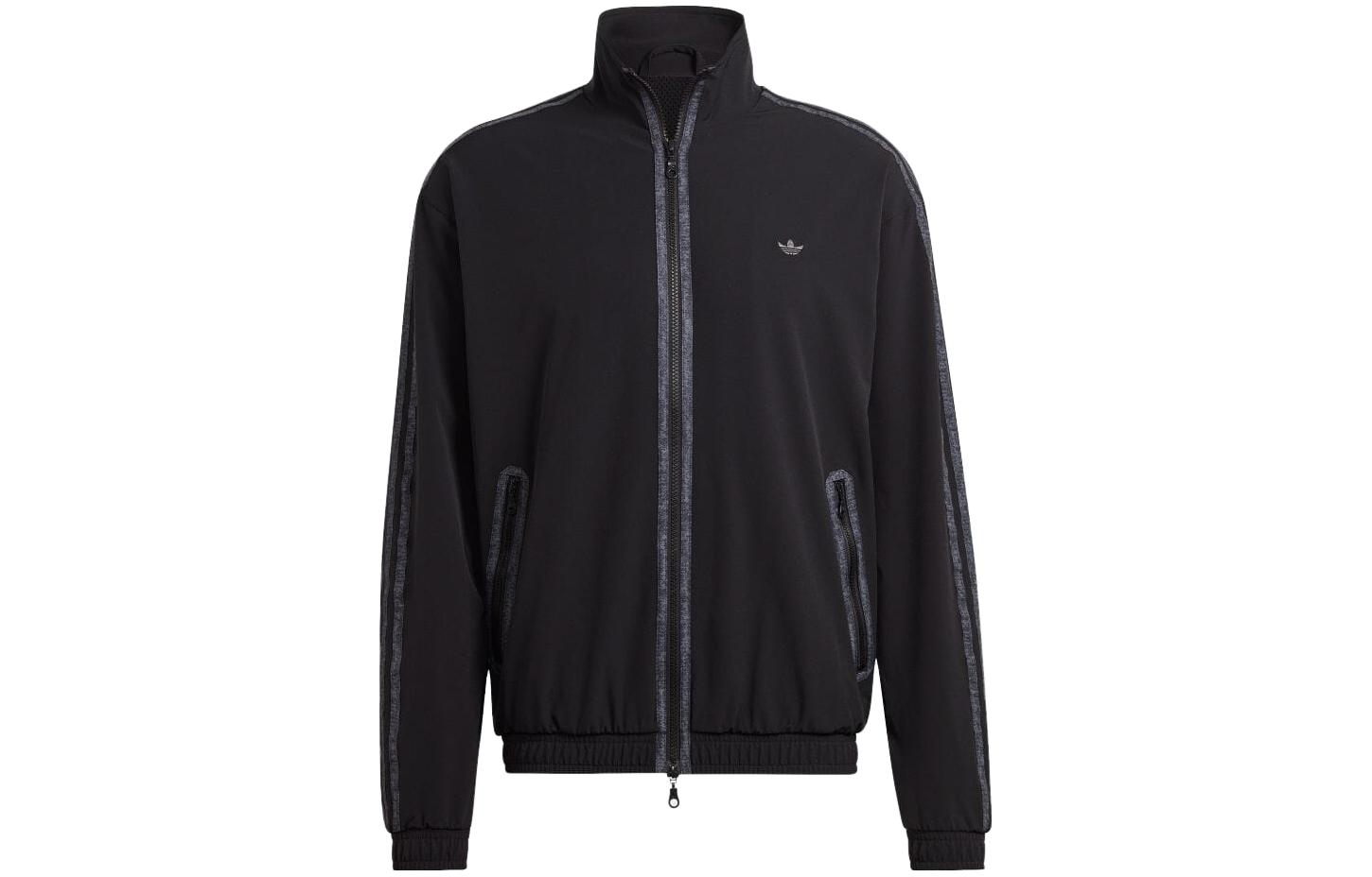 adidas Logo Print Stand-Up Collar Zipper Jacket Black Japan Edition IJ0703-JAPAN