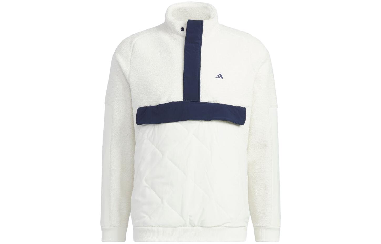 adidas Logo Print Stand Collar Casual Jacket - Off-White HY0982