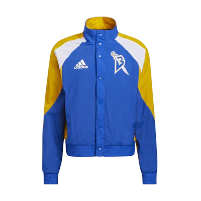 adidas Logo Print Stand Collar Casual Jacket Blue HM3105