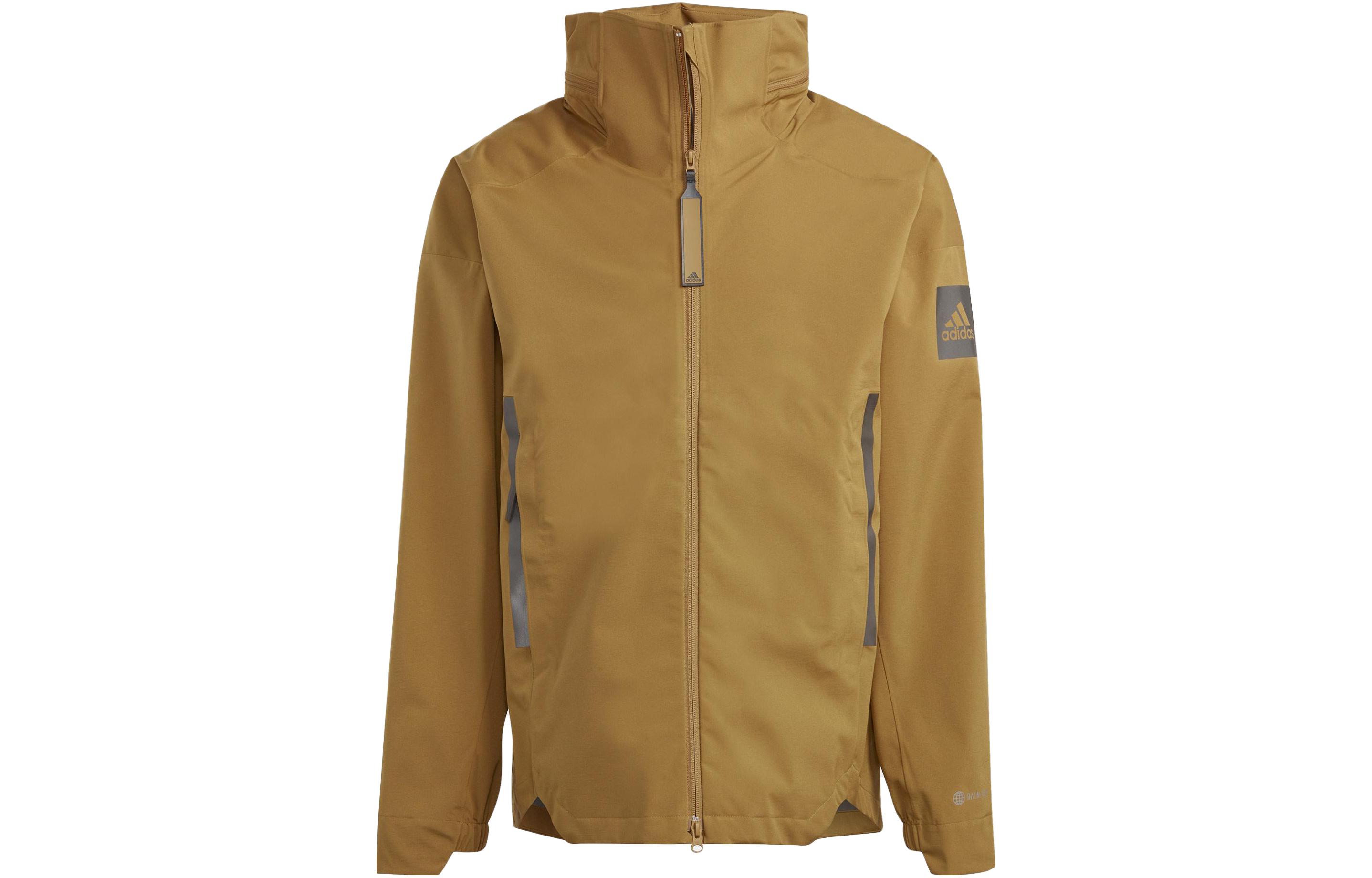 adidas Logo Print Stand Collar Jacket Khaki HR2975