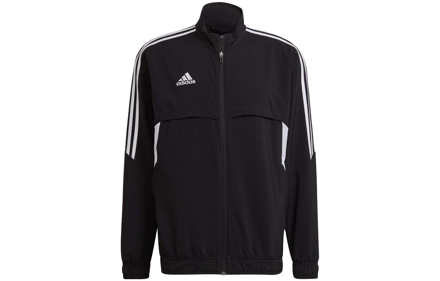adidas Logo Print Stand Collar Zip-Up Track Jacket Black H21276