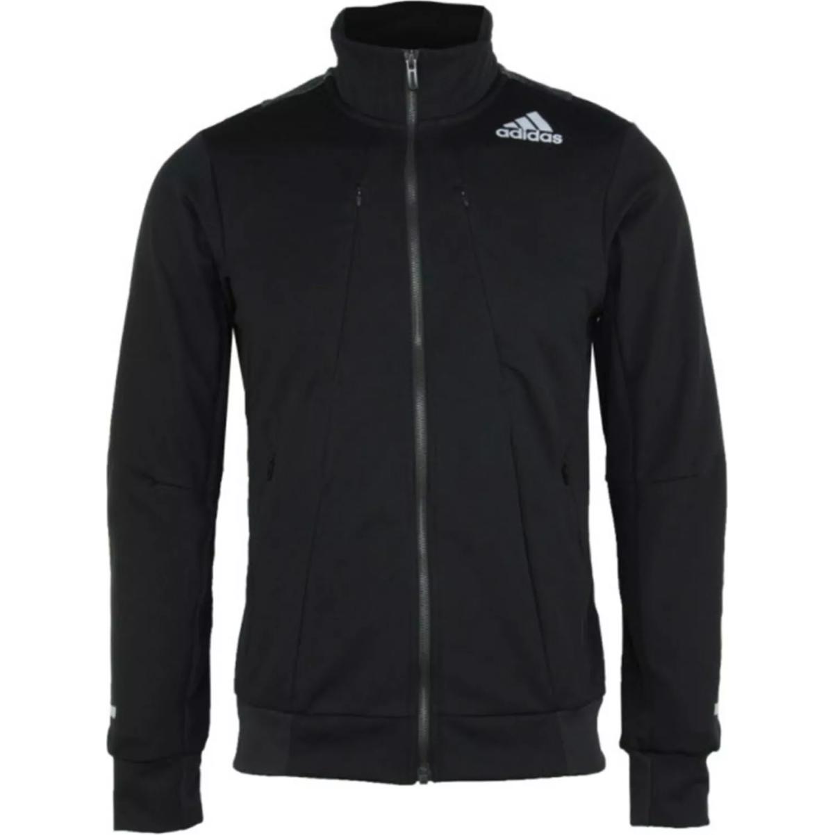 adidas Logo Print Stand Collar Zip Jacket - Black GL2188