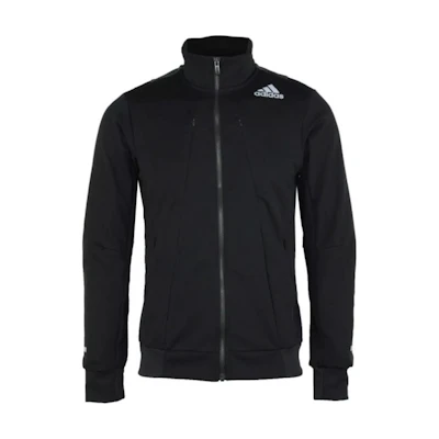 adidas Logo Print Stand Collar Zip Jacket - Black GL2188