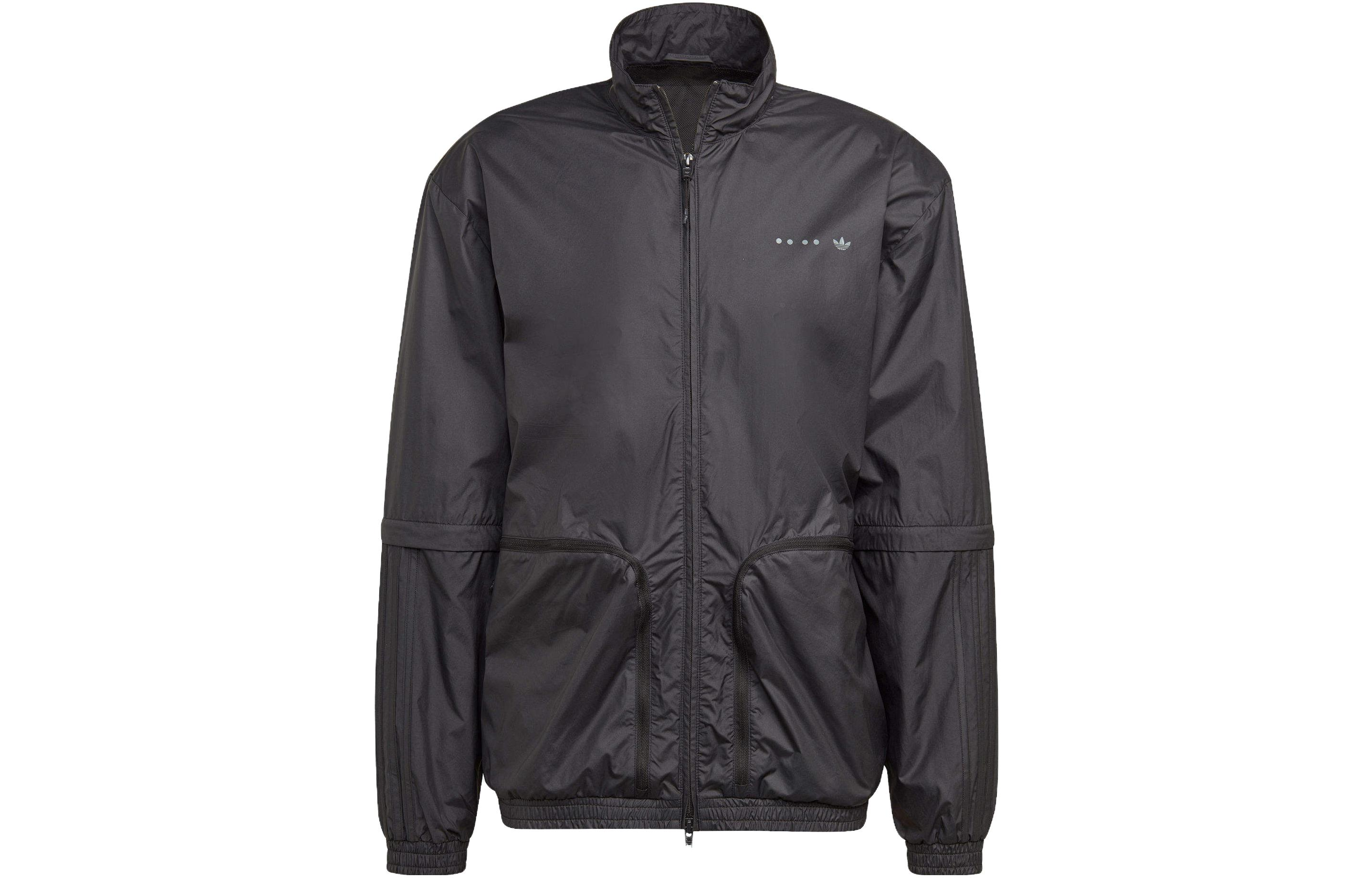 adidas Logo Print Stand Collar Zip Jacket Black Japan Edition HK2752-JAPAN