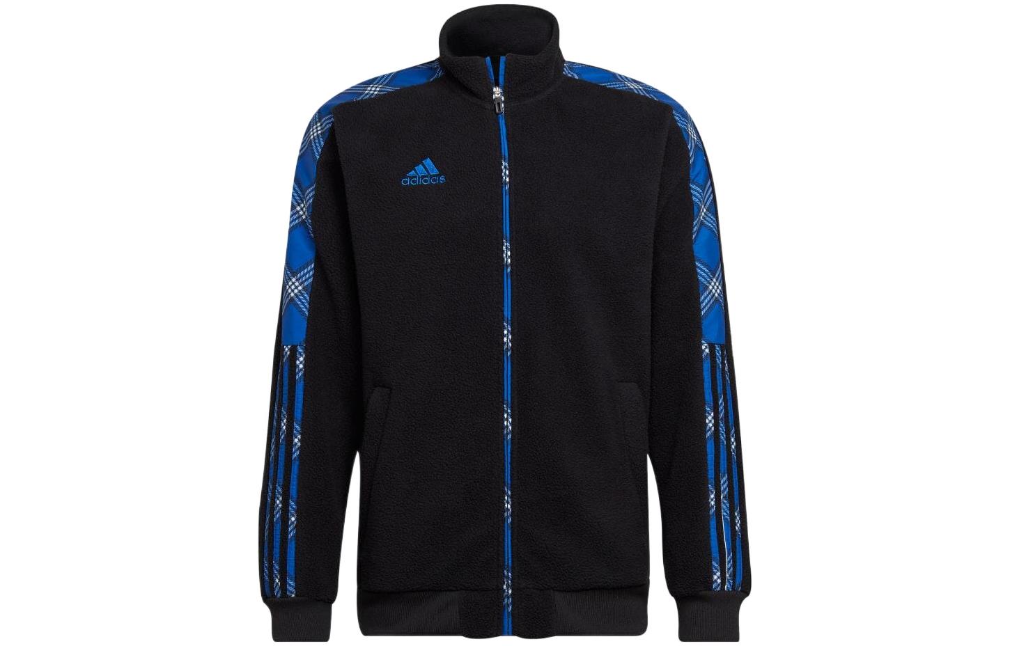 adidas Logo Print Striped Casual Jacket Black HN5500