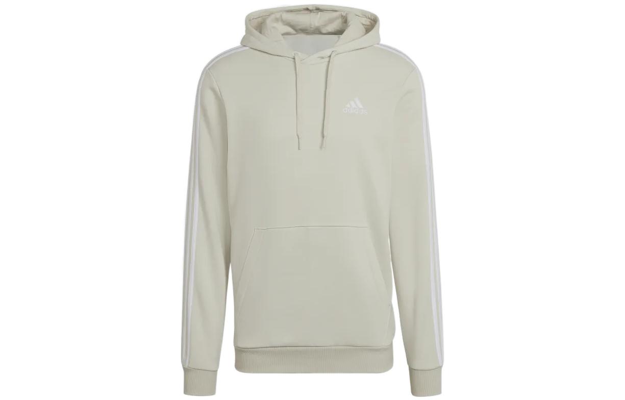 adidas Logo Print Striped Drawstring Hoodie White HL2265