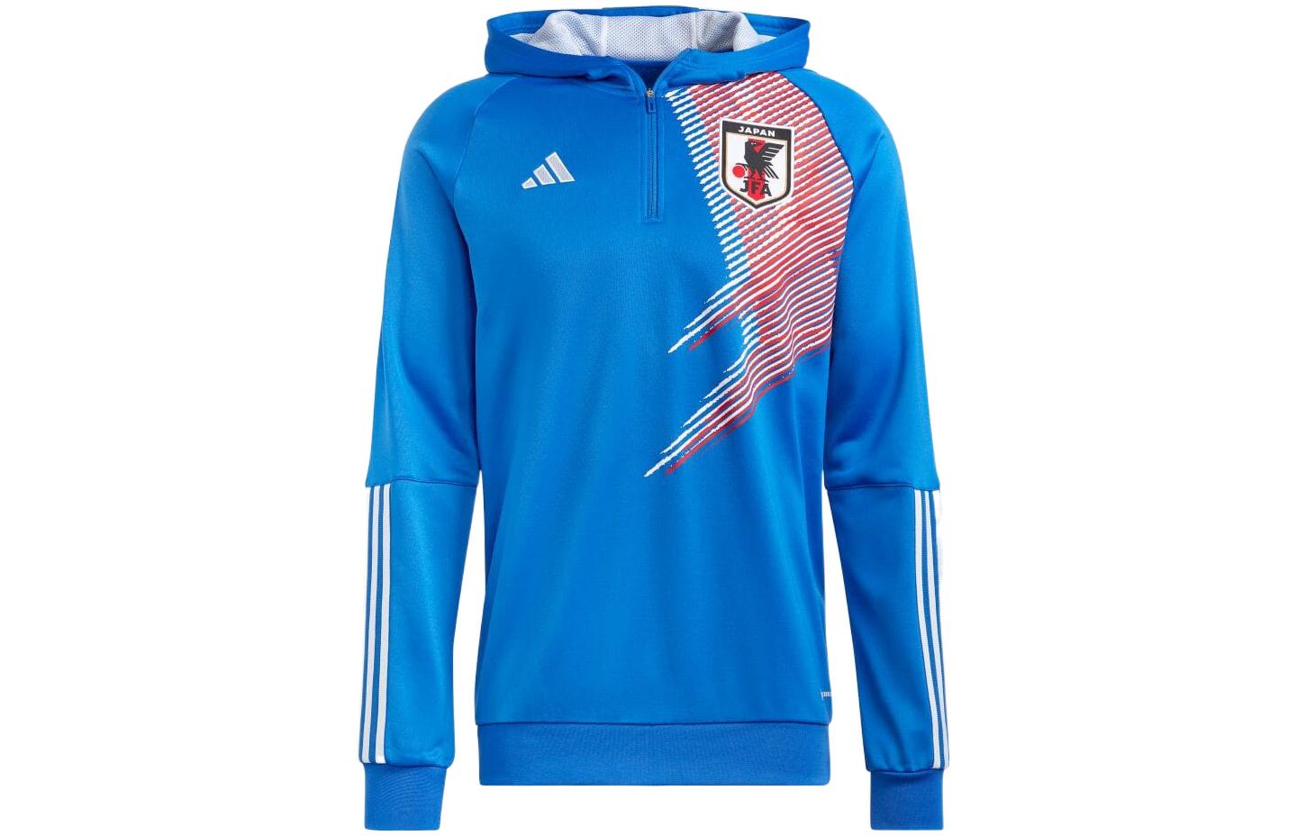 adidas Logo Print Striped Half-Zip Hoodie Men’s Blue HD8929