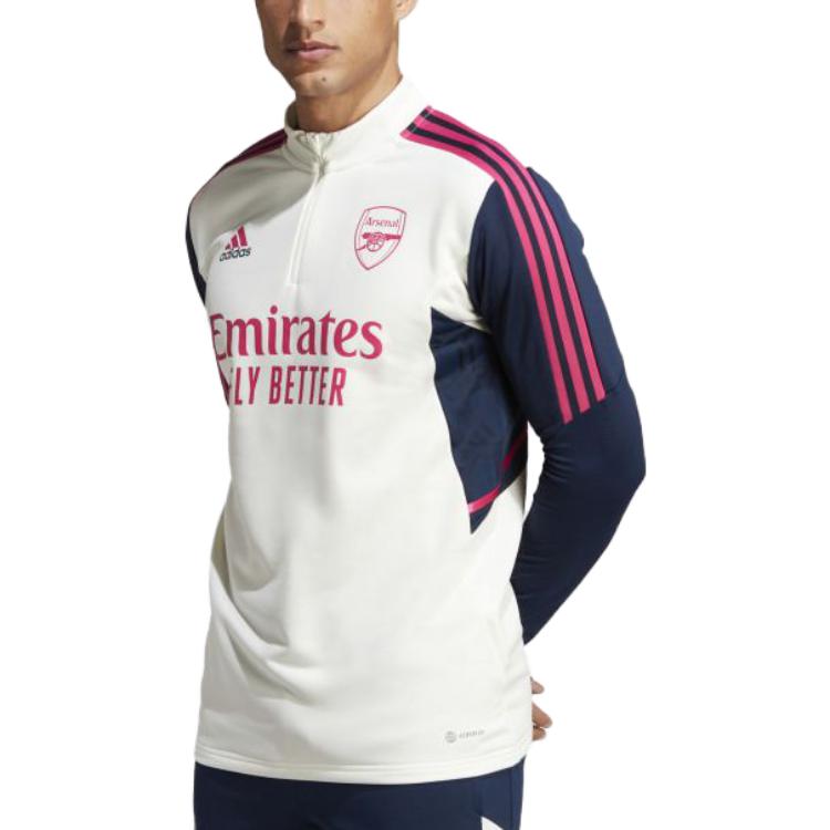 Lookbook adidas 復古足球長袖條紋Logo印花T恤 灰白色 HT4437