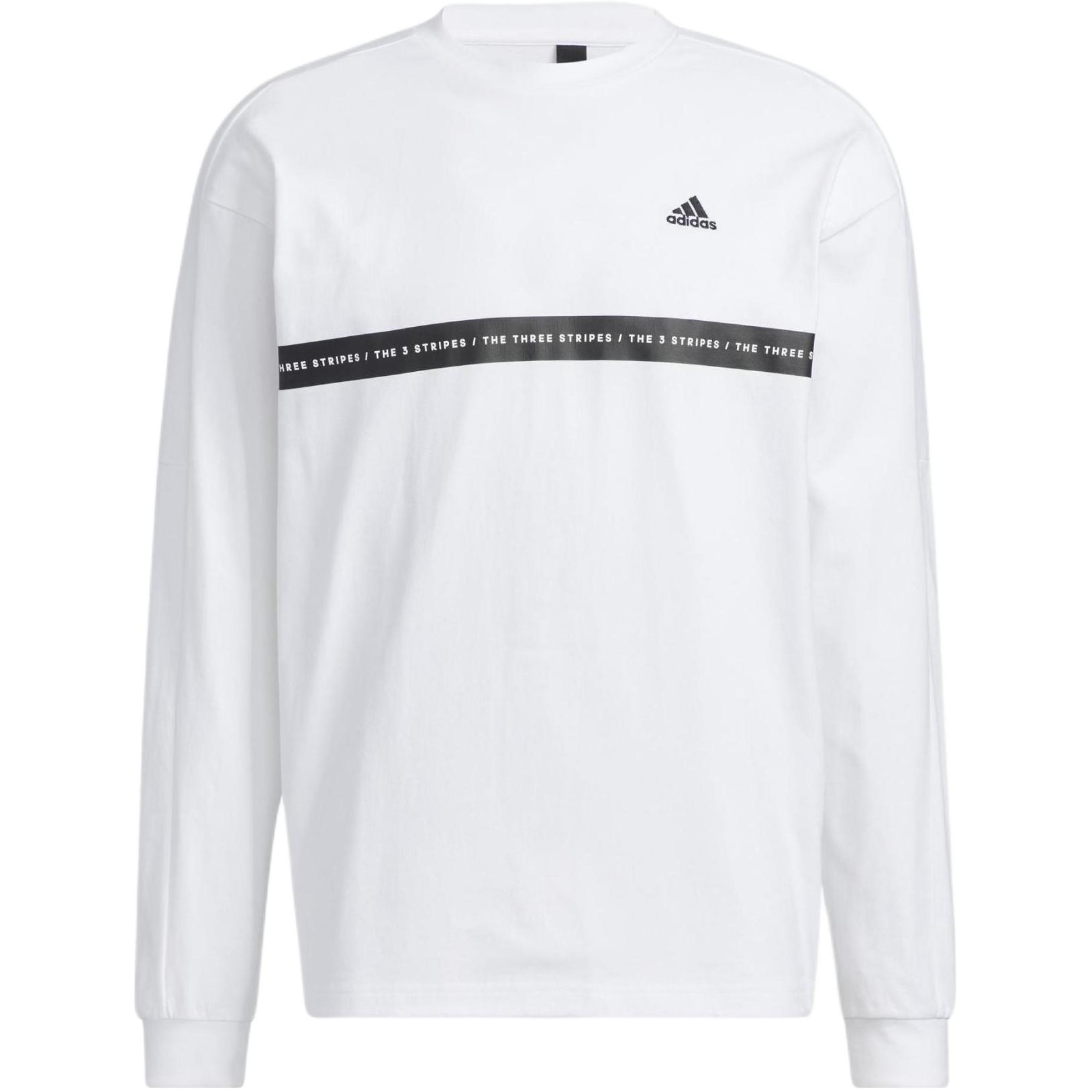 adidas Logo Print Striped Retro Pullover Sweatshirt Unisex White IA9452