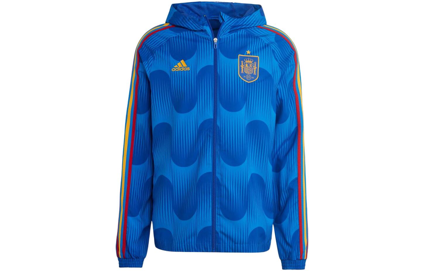 adidas Logo Print Striped Trim Long-Sleeve Jacket - Blue HE8898