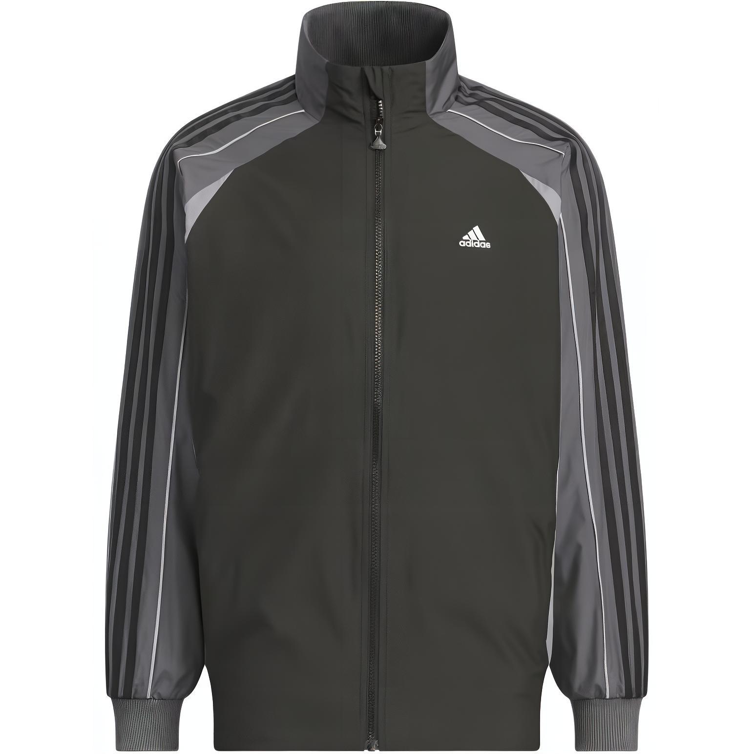 adidas Logo Print Striped Zip-Up Raglan Jacket Unisex Black JG8575