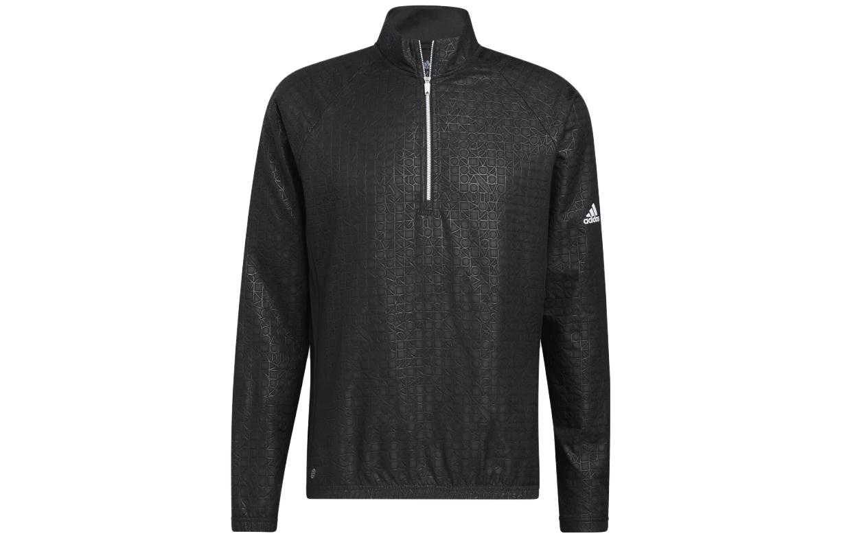 adidas Logo Print Zip-Up High Collar Jacket Black Long Sleeve HA9120