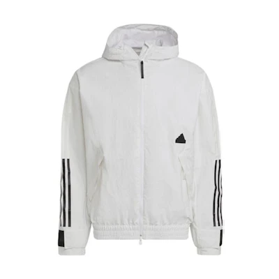 adidas Logo Print Zip-Up Hoodie Jacket - White HN1928