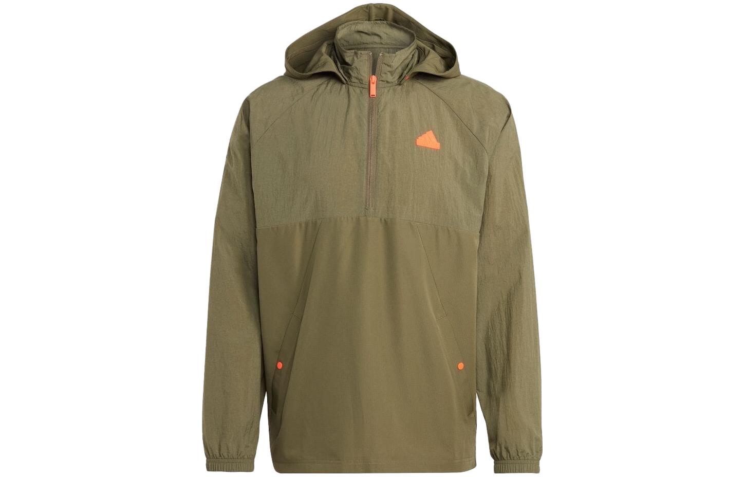 adidas Logo Print Zip-Up Hoodie Jacket Japan Unisex Rock Olive Green IP3727-JAPAN