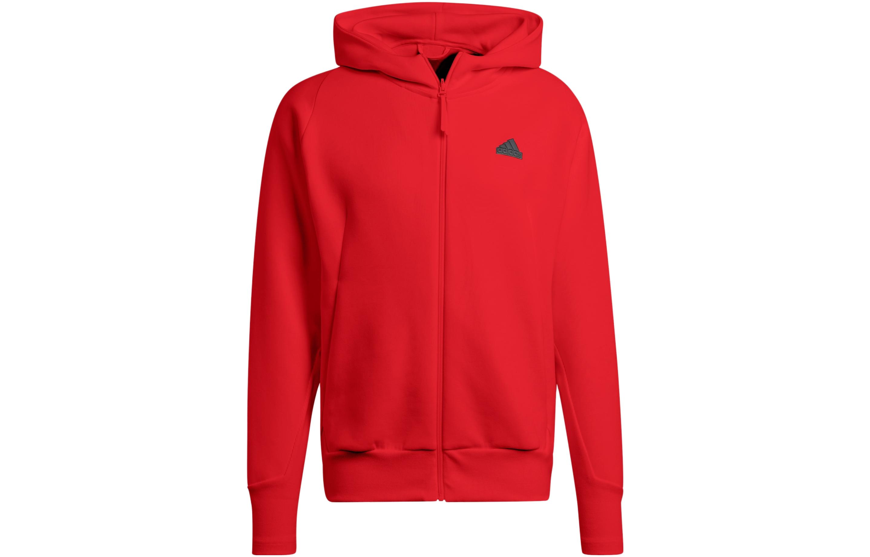 adidas Logo Print Zip-Up Hoodie Jacket Red (Japan Edition) - IN5088-JAPAN