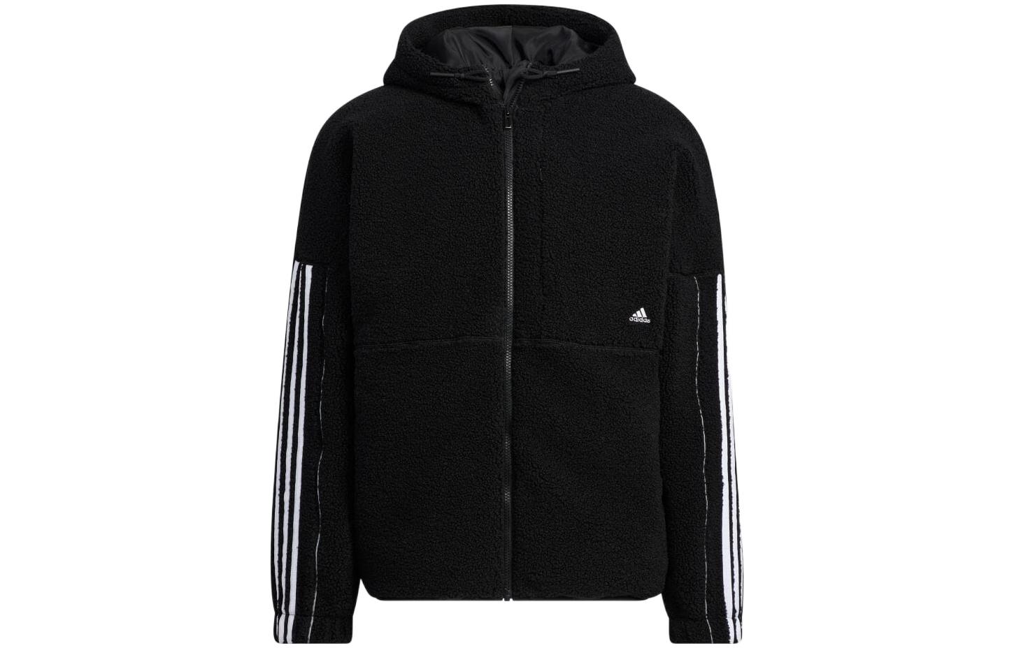 adidas Logo Print Zip-Up Hoodie Jacket Unisex Black HP1374