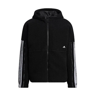 adidas Logo Print Zip-Up Hoodie Jacket Unisex Black HP1374