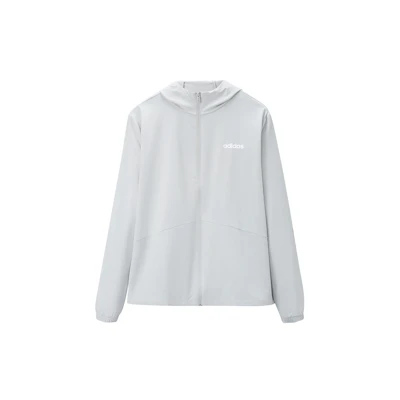 adidas Logo Print Zip-Up Hoodie Jacket Unisex Light Gray JN8452