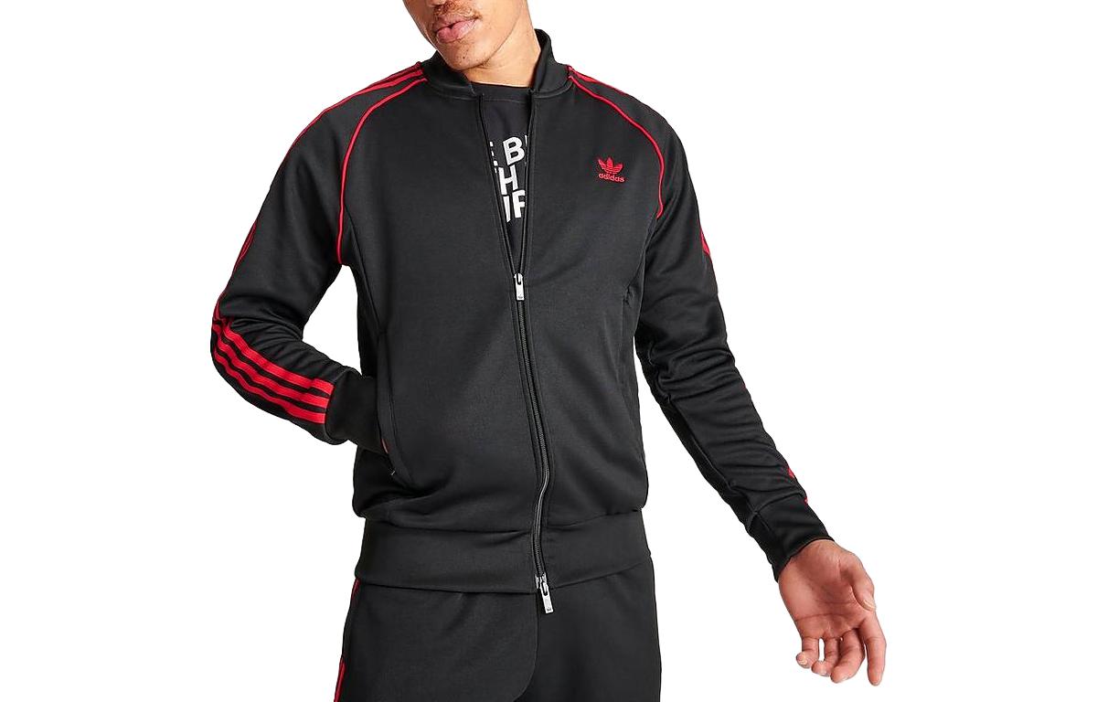 adidas Logo Print Zip-Up Jacket Black Long Sleeve IT7144