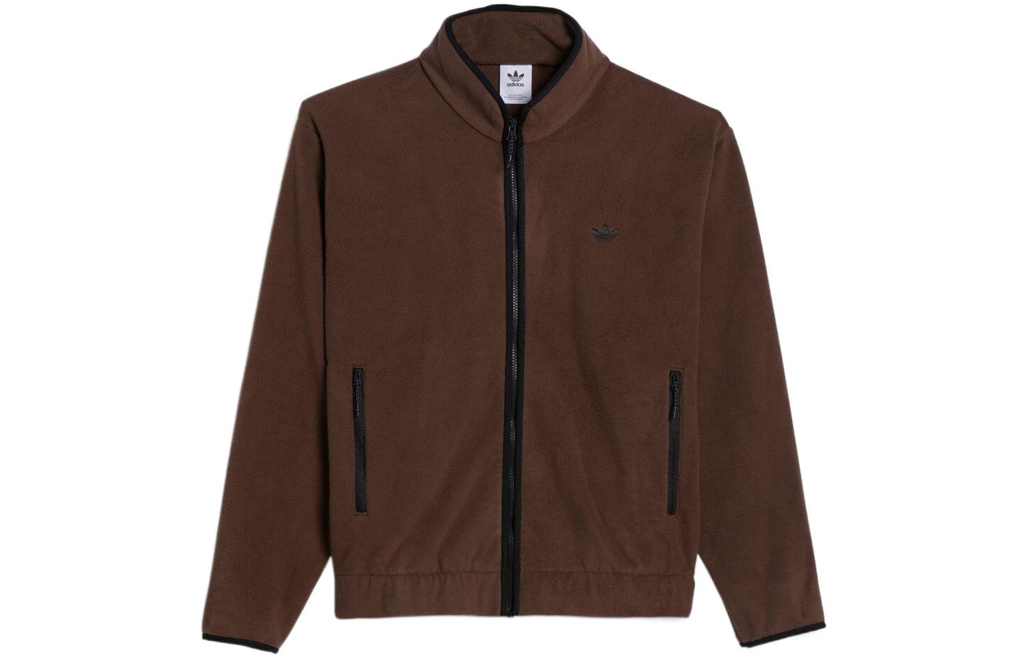 adidas Logo Print Zip-Up Jacket Brown (Unisex) HK9879