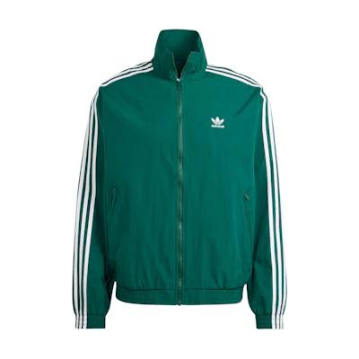 adidas Logo Print Zip-Up Retro Track Jacket Green Striped Long Sleeve IT2494