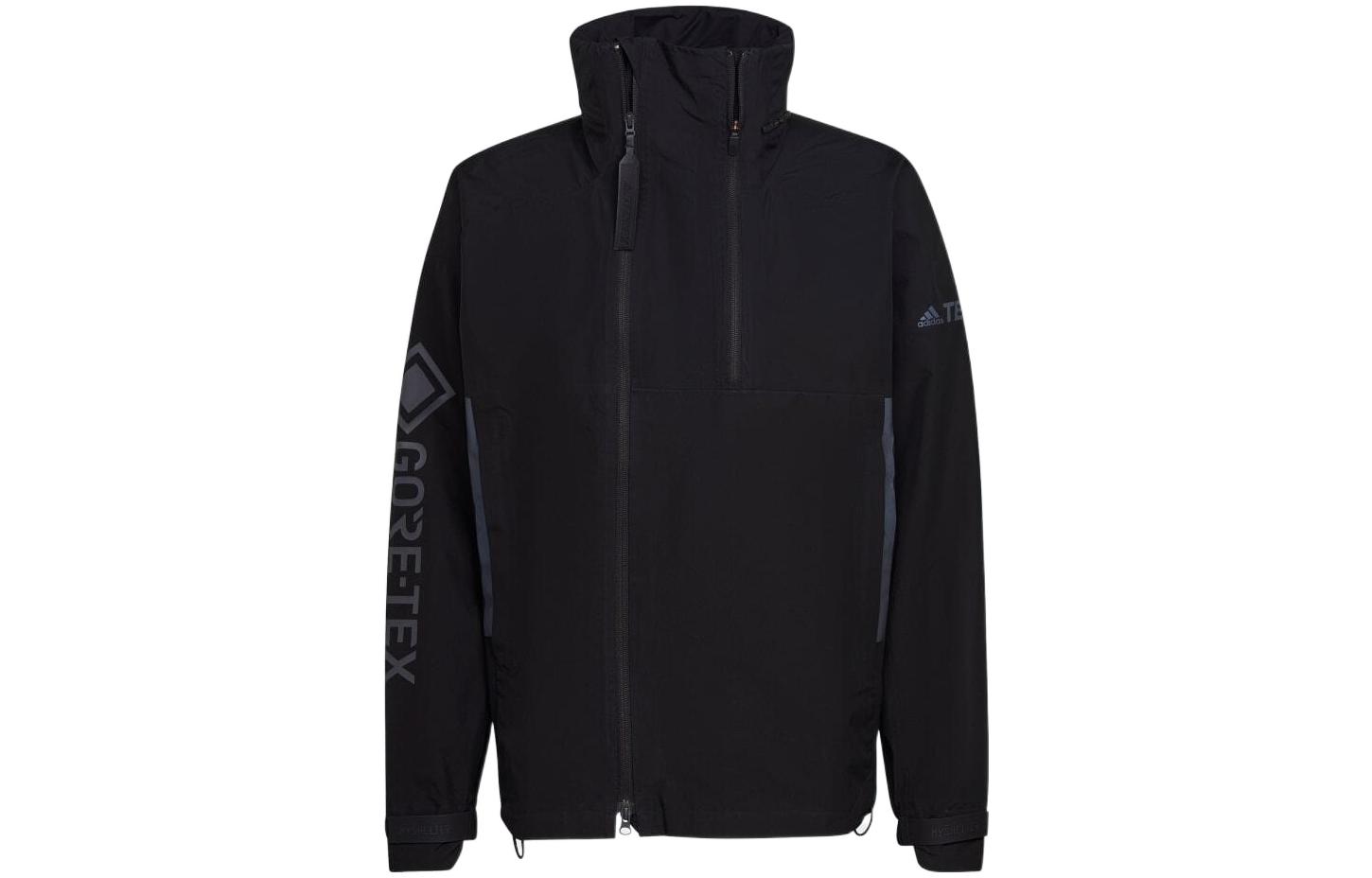 adidas Logo Print Zip-Up Stand Collar Jacket Unisex Black HG6033