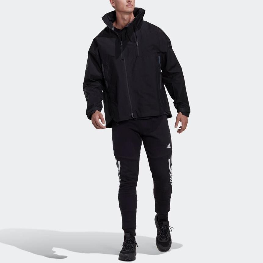 adidas Logo Print Zip-Up Stand Collar Jacket Unisex Black HG6033 圖 3