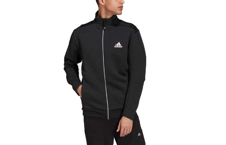 adidas Logo Print Zip-Up Track Jacket Black GT3742