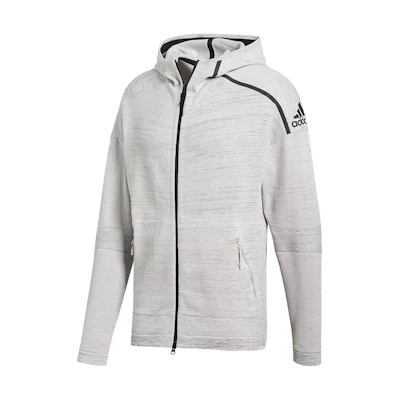 adidas Logo Print Zip Hoodie Jacket - Gray CF0636
