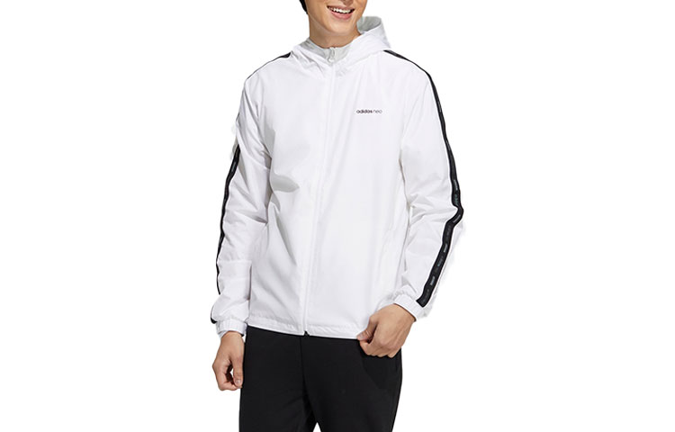 adidas Logo Print Zip Hoodie Jacket - White GP5651