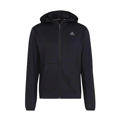 adidas Logo Print Zip Hoodie Jacket Black HC6529