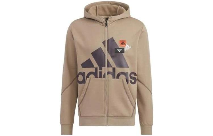adidas Logo Print Zip Hoodie Jacket Khaki Japan Edition HN8996-JAPAN