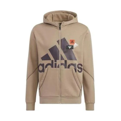 adidas Logo Print Zip Hoodie Jacket Khaki Japan Edition HN8996-JAPAN