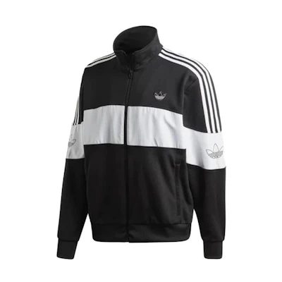 adidas Logo Print Zip Jacket - Black White Colorblock Design FM3879